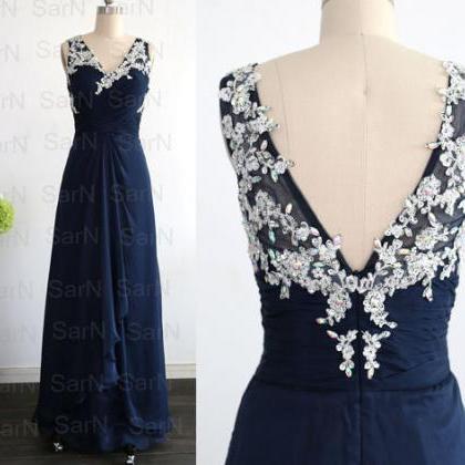 Navy Blue Long Bridesmaid Dresses, Couture Dark..