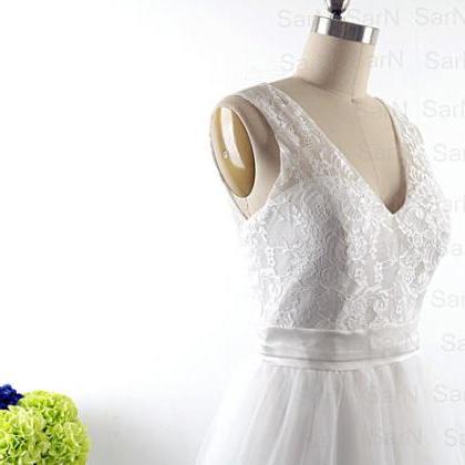 Romantic Bridal Dresses, Straps V Neck Lace Tulle..