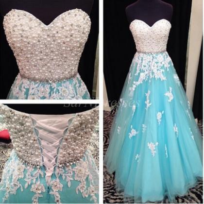 Light Blue Prom Dress, Sweetheart Prom Dress,..