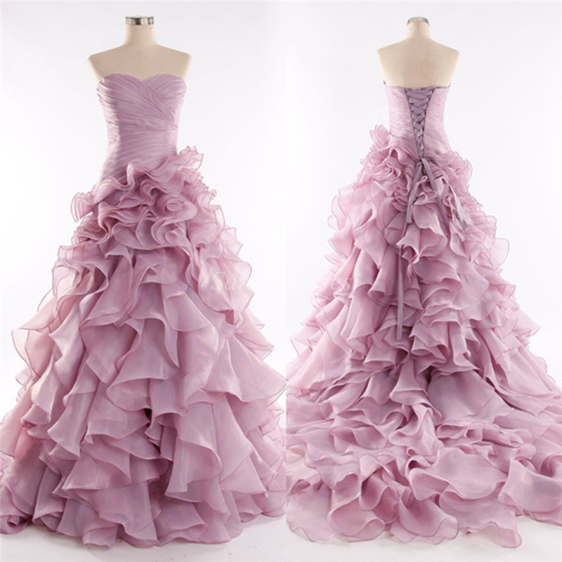 Floor Length Charming Prom Dresses, Elegant Prom Dresses, Ruffled